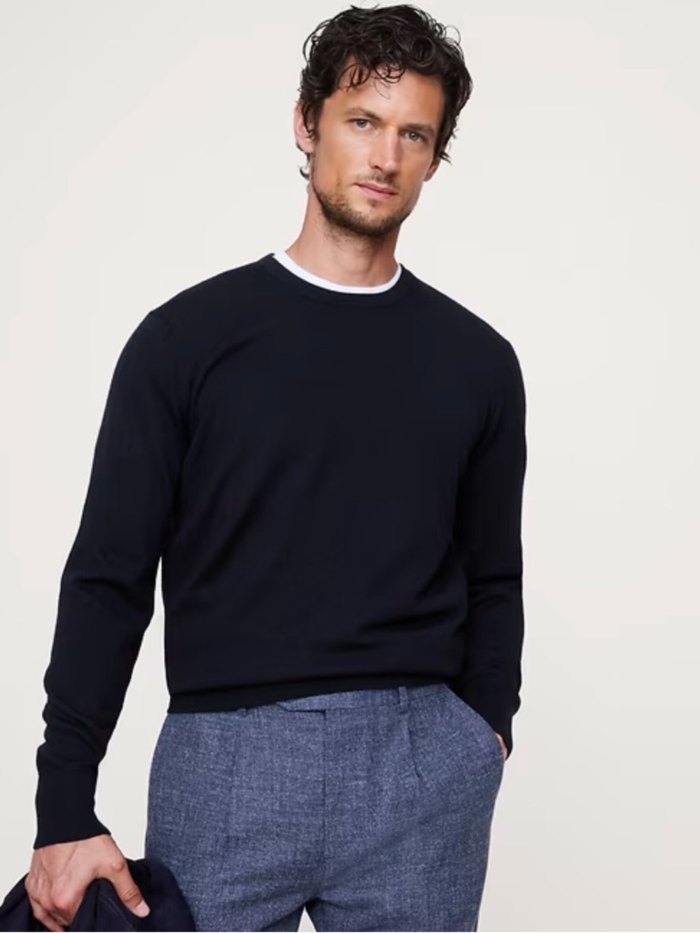 Banana Republic Navy Blue Italian Merino Yarn Wool Sweater Size Small